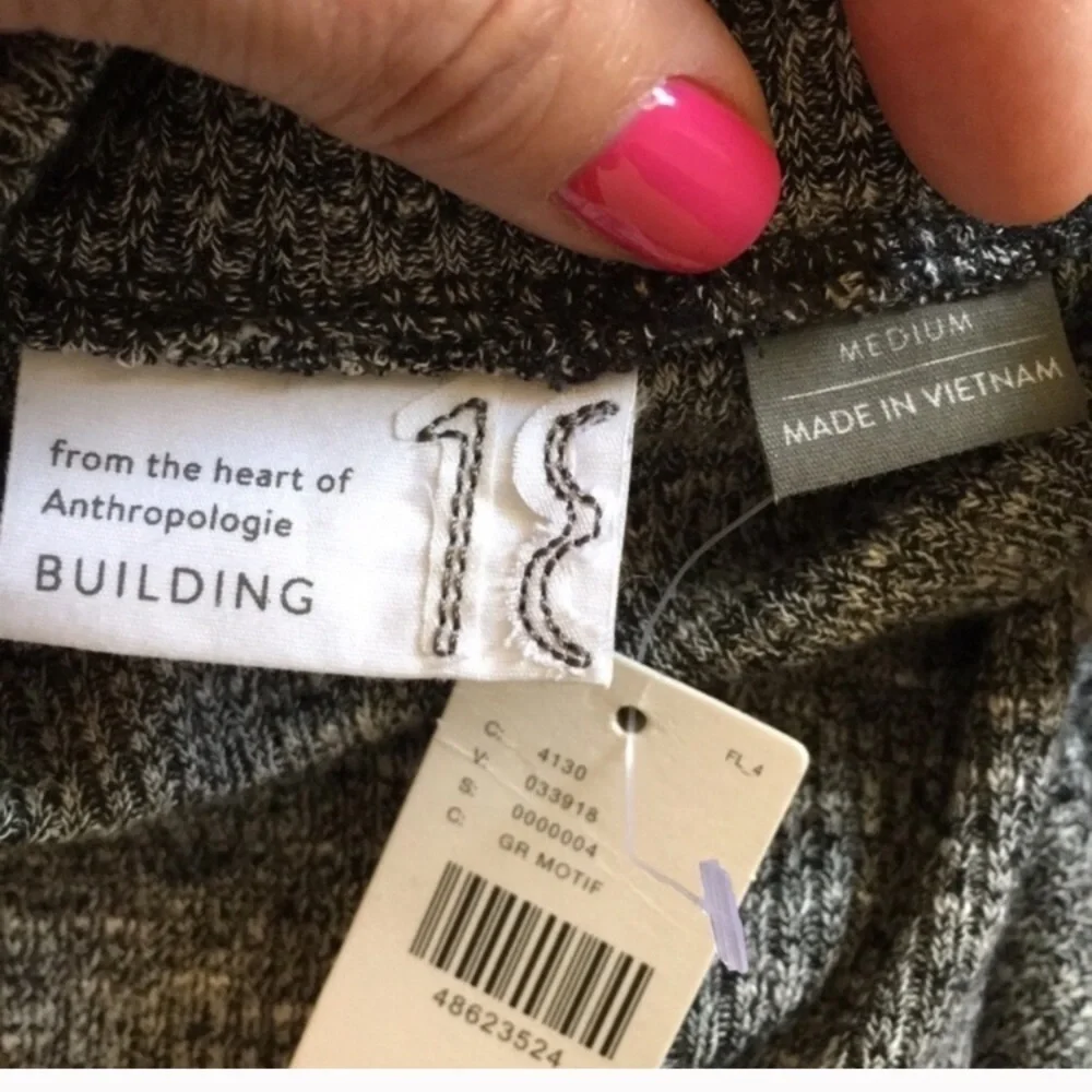 NWT Anthropologie Gray Tie Front Sweater Dress